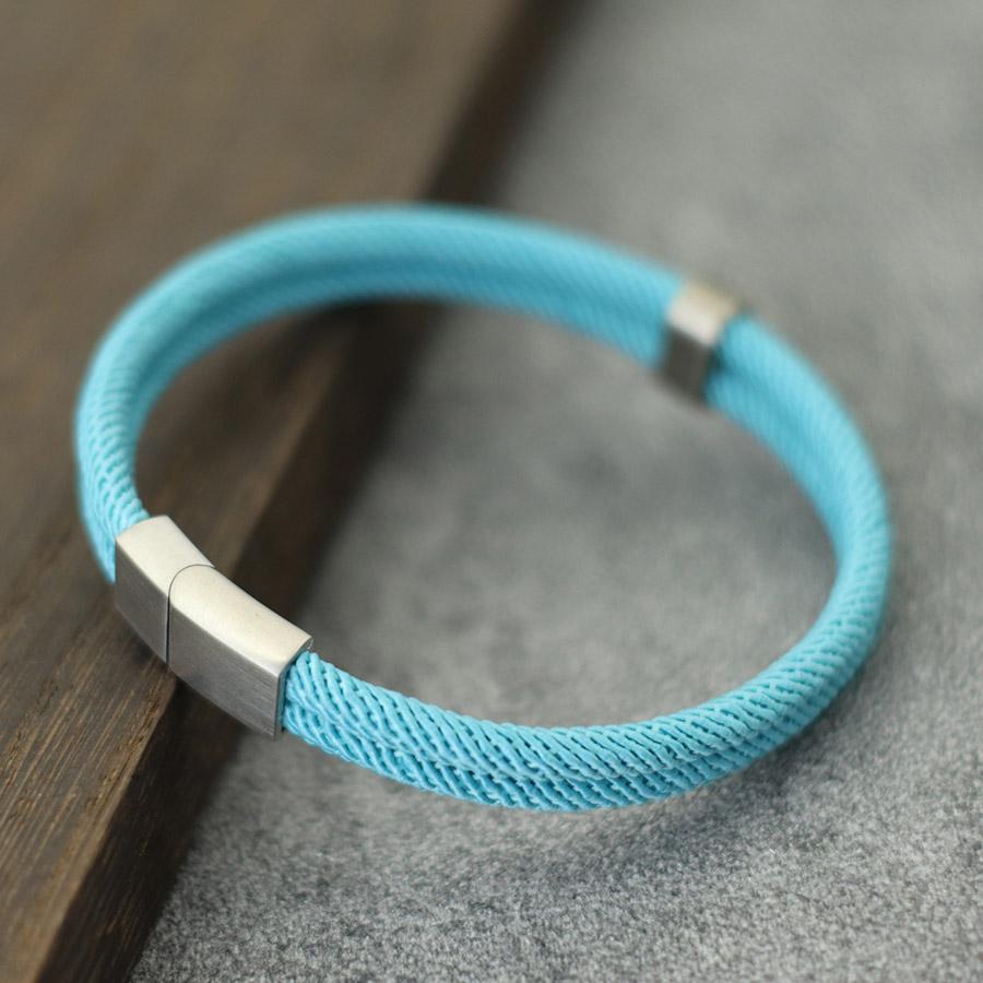 Bracelet Homme Mode Acier Inoxydable Boucle Magnétique Bracelet Enroulable Manchette Pulseria Hombre Corde Nautique Plage Braslet Cadeaux Pour Lui