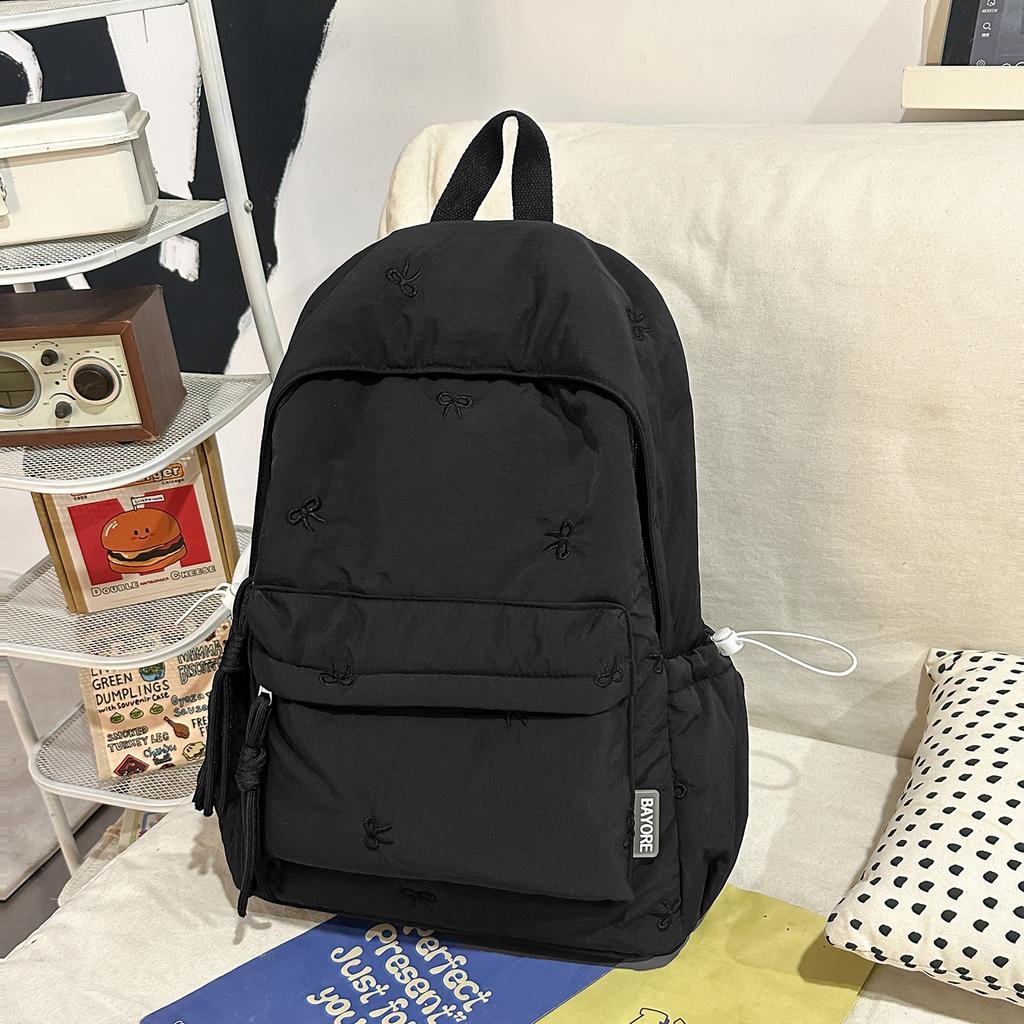Schoolbag Japanese bow girl schoolbag ins style Korean version simple and versatile junior and high school students small fresh backpack