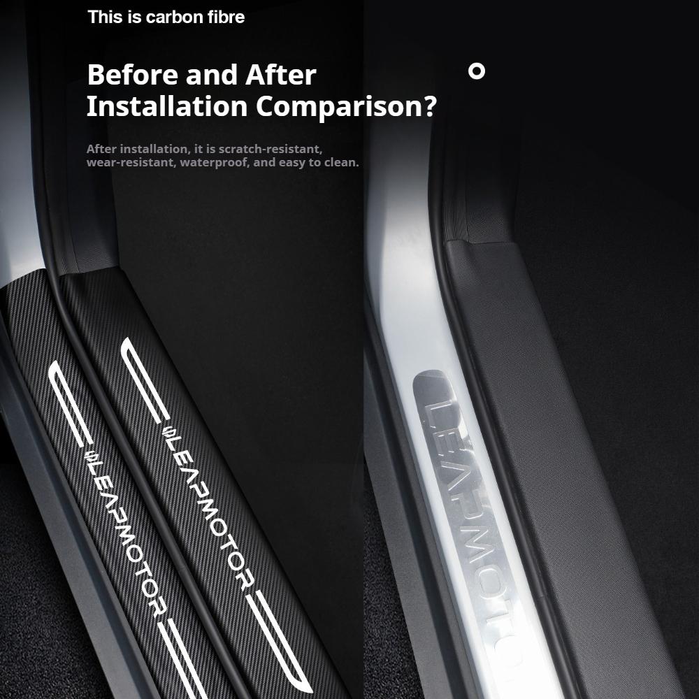 Fit For LEAPMOTOR T03 Car Door Sill Protector Strip Interior Decorative Pedal Scuff Guard Sticker