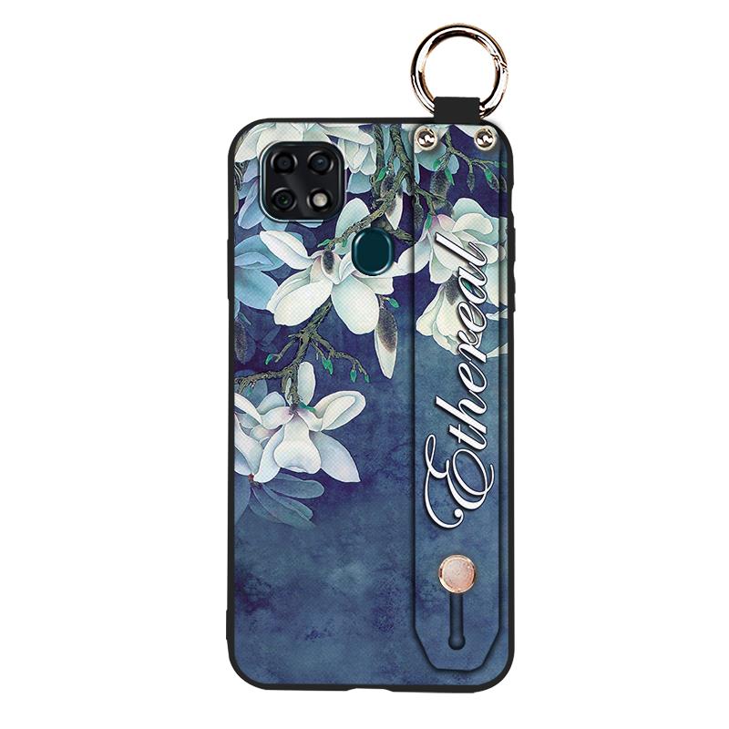 Flower Wrist Strap Phone Case For ZTE Blade 20 Dirt-resistant Lanyard Back Cover Soft Case Wristband Anti-dust Ring