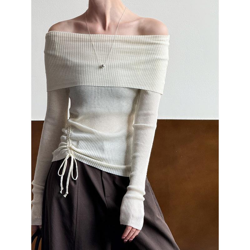 

Orange Zhi One-Shoulder Soft Knit Sweater - Early Autumn Women s Niche Design 903-1.