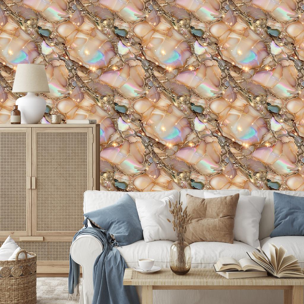 Beige and orange ink wallpaper for living room and bedroom 50x1000