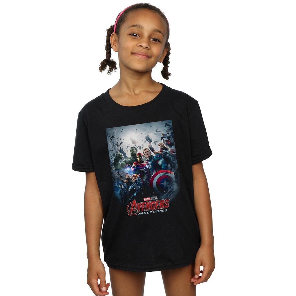 Marvel Studios Girls Avengers Age Of Ultron Poster Cotton T-Shirt