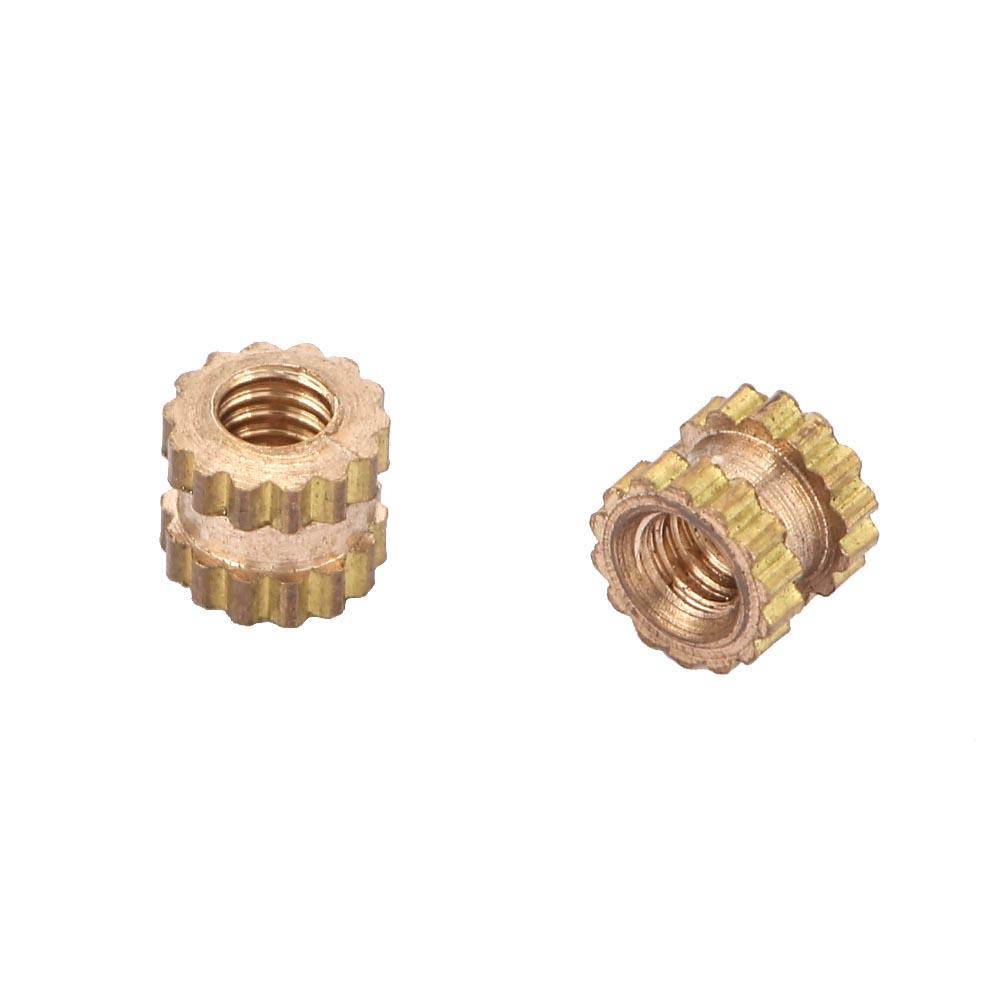 M2 Brass Cylinder Knurled Round Molded In Insert Embedded Nuts (M2*4*3.5; 100pcs)