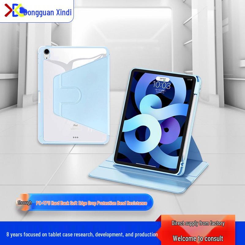 360-Degree Rotating iPad Case for 10th/11th Gen Tablets with Pen Slot