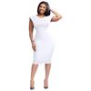 Women's Summer Sleeveless Square Neck Office Dress with Back Zipper and Skirt Slit