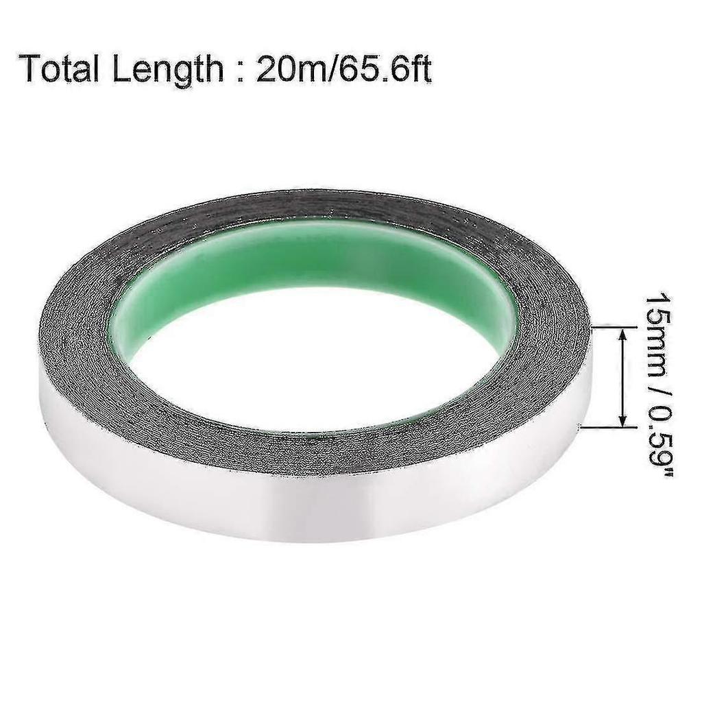 15mm Aluminum Foil Tape For Hvac, Sealing, Patching Hot And Cold Air Ducts - 20m/65ft (silver) - Ri