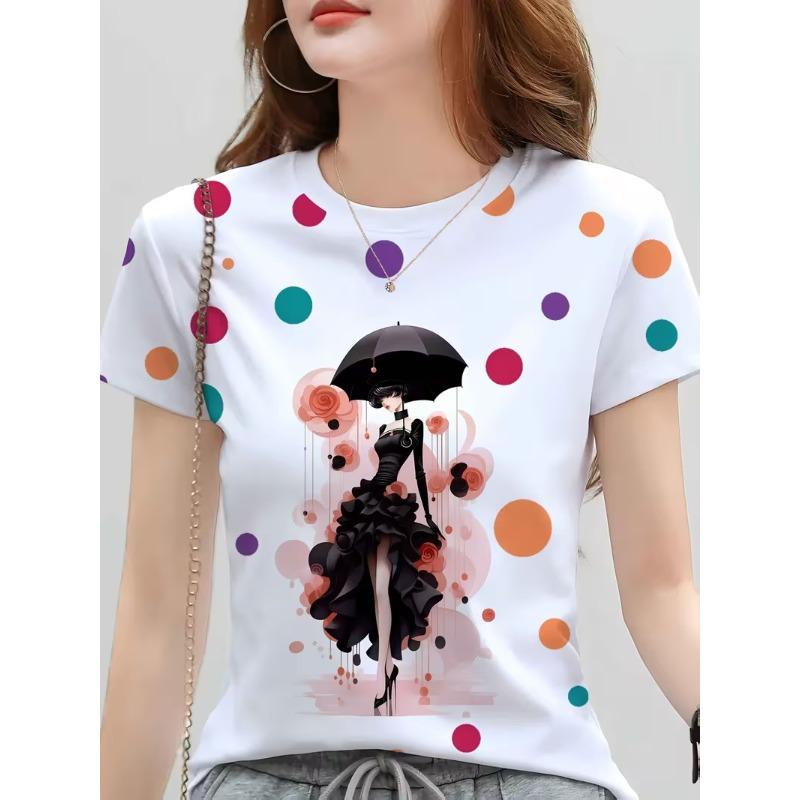 Fashion Printed Women's Short Sleeve Casual Loose Top Crew Neck T-Shirts Women’s