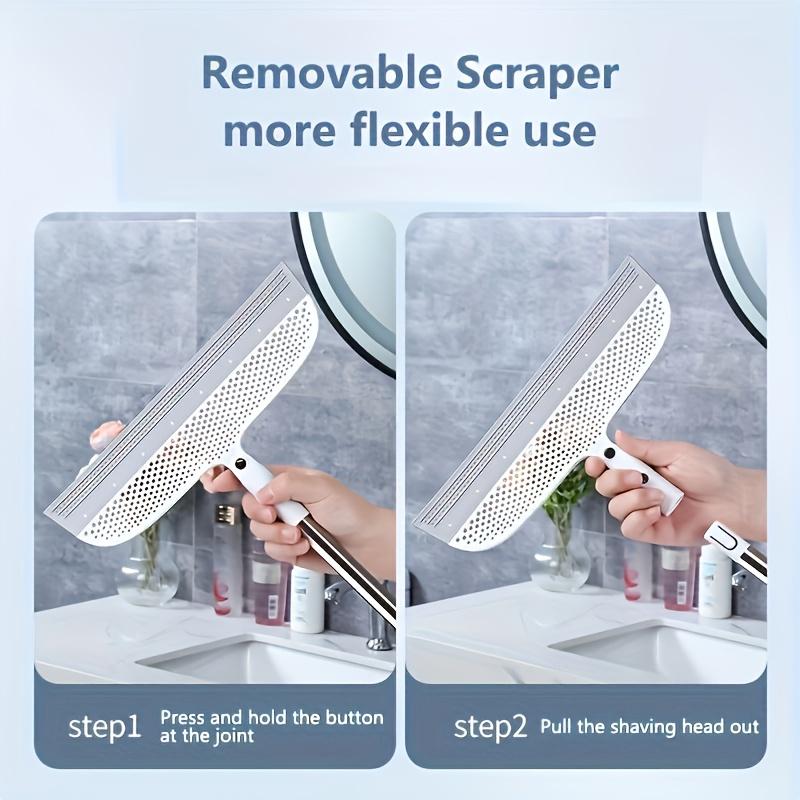 Rubber Floor Broom, Household Rubber Scraper with TRP Soft Silicone Blade for Bathroom Tiles, Garage Concrete, Shower Glass, and Window Cleaning