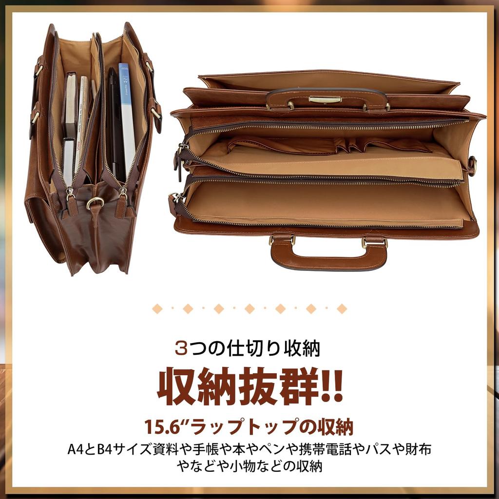 Vannus Herren Aktentasche aus echtem Leder, Italienisches Leder, Großes Fassungsvermögen, Stehend, Passt für 15,6-Zoll-Laptop, Braun