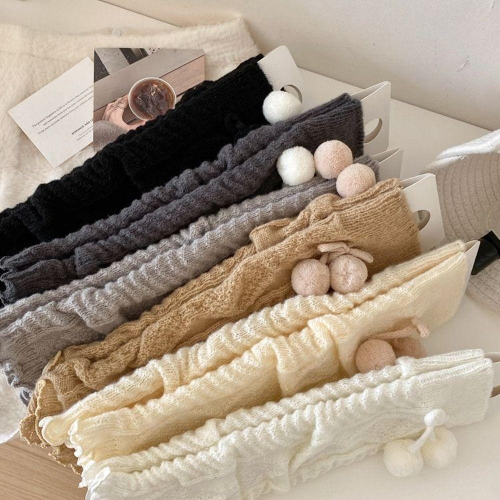 Pom Pom Decor Leg Warmer Warm Thermal Winter Warm Socks Cute Thigh Socks For Women