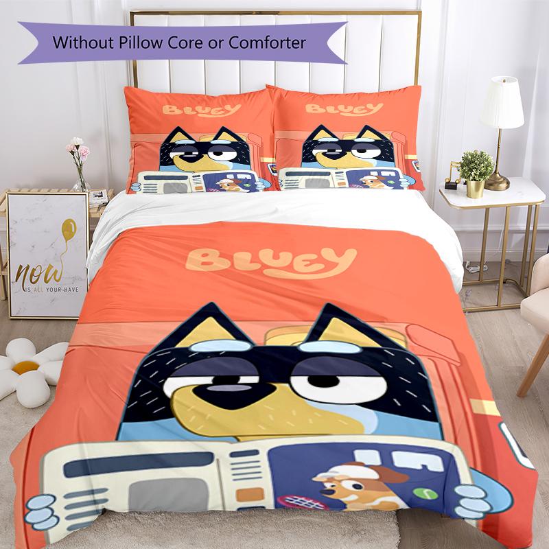 3pcs Bluey Bedding Set Duvet Cover Closure Includes 1 Duvet Cover & 2 Pillowcases, Soft and Comfortable for All Seasons.