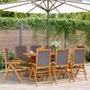 VidaXL Garden Reclining Chairs Set of 8 Fabric and Solid Wood, Garden Seat, Patio Chair, Dining Chair of 3214543