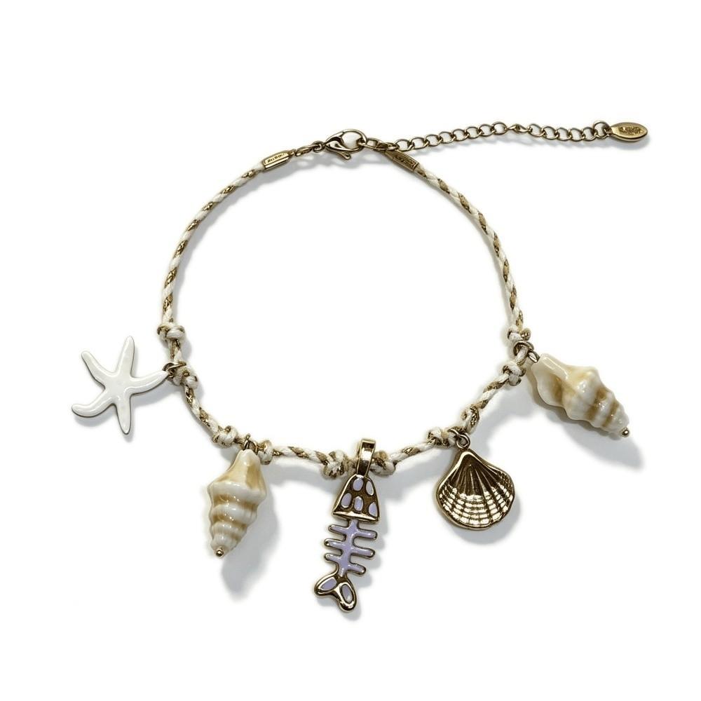 Waterproof Ocean Style Bracelet Stainless Steel Conch Shell Hand Chain Braided Rope Bangle Travel