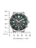 Citizen Eco-Drive Solar Chronograph Watch AT2561-81X Stainless Steel Link Strap Silver Green Men's