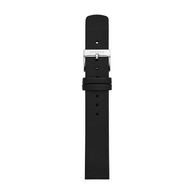 Skagen 16mm Standard Leather Watch Strap, SKB2112, Women's, Black, Officially Imported