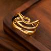 Women Ring Three Layer Irregular Lines Shape Adjustable Opening Design Finger Ring Stainless Steel Finger Band Versatile Jewelry Gift