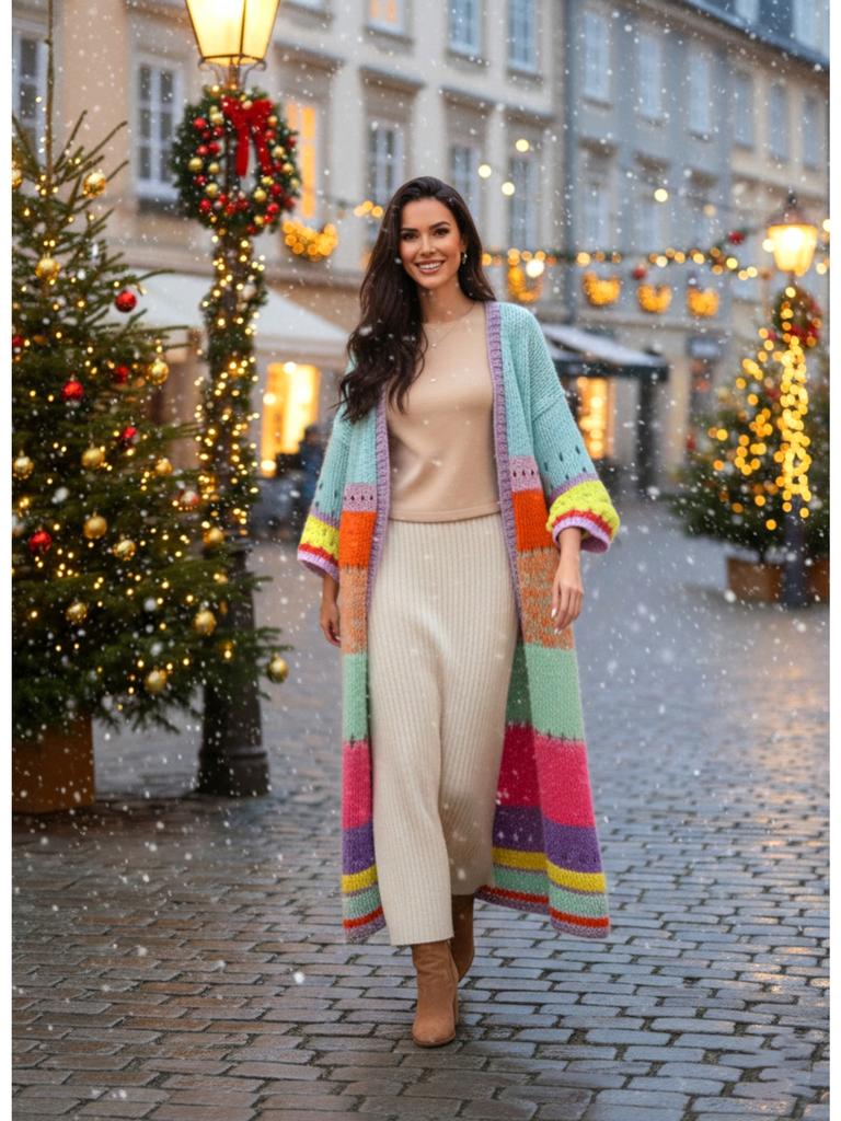 Boho Luxuriously Handknit Bell Sleeve Crochet Loose Knit Sweater Kimono Cardigan Women Fall Winter Coat Beach Coverup Dress K292