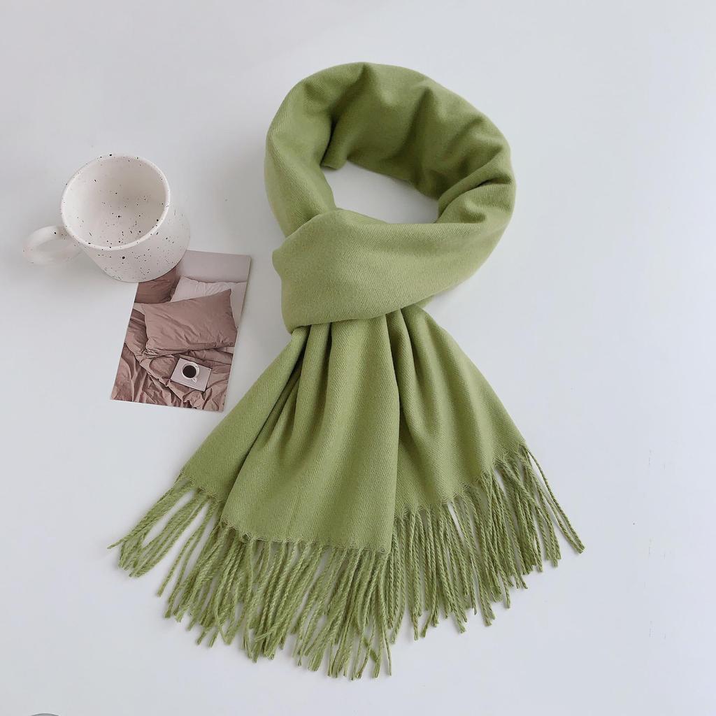 Luxuriöser Imitationskaschmir-Quasten-Schal in Uni-Rot für Damen - Koreanischer Stil, Winter-Vielseitig, Elegant