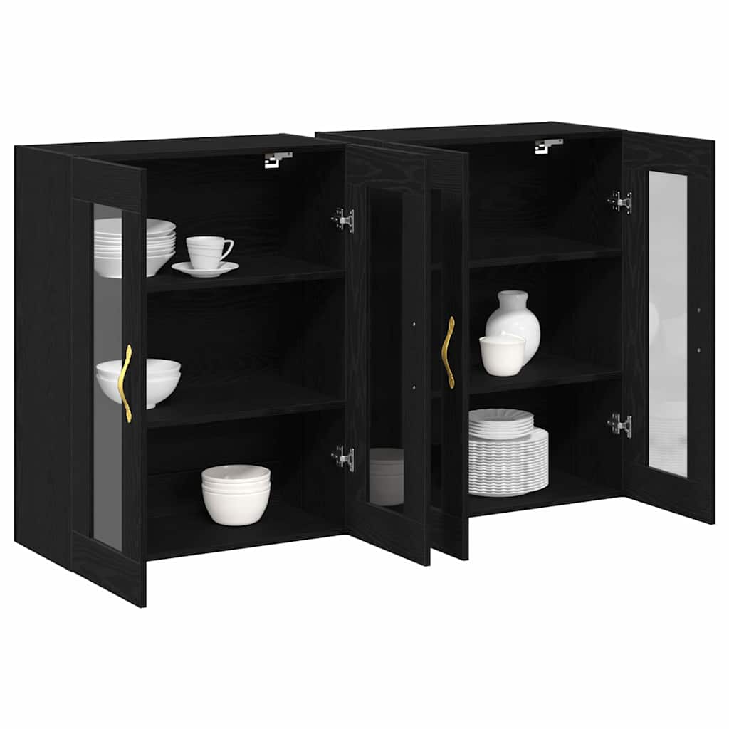 Wall Cabinets 2 pcs Black Oak Effect 69.5 x 34 x 90 cm