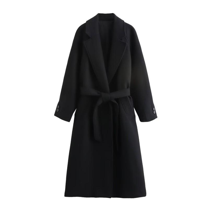 Womens Casual Belted Long Coat Stylish Loose Fit Solid Color 2025 Outerwear