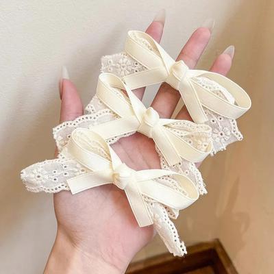 Neue 2/3 Stück Schleifen Haarspange Damen Süße Spitze Spitzen Haarnadel Seite Haar Pony Clips Mädchen Süße Spange Kopfschmuck Haaraccessoires
