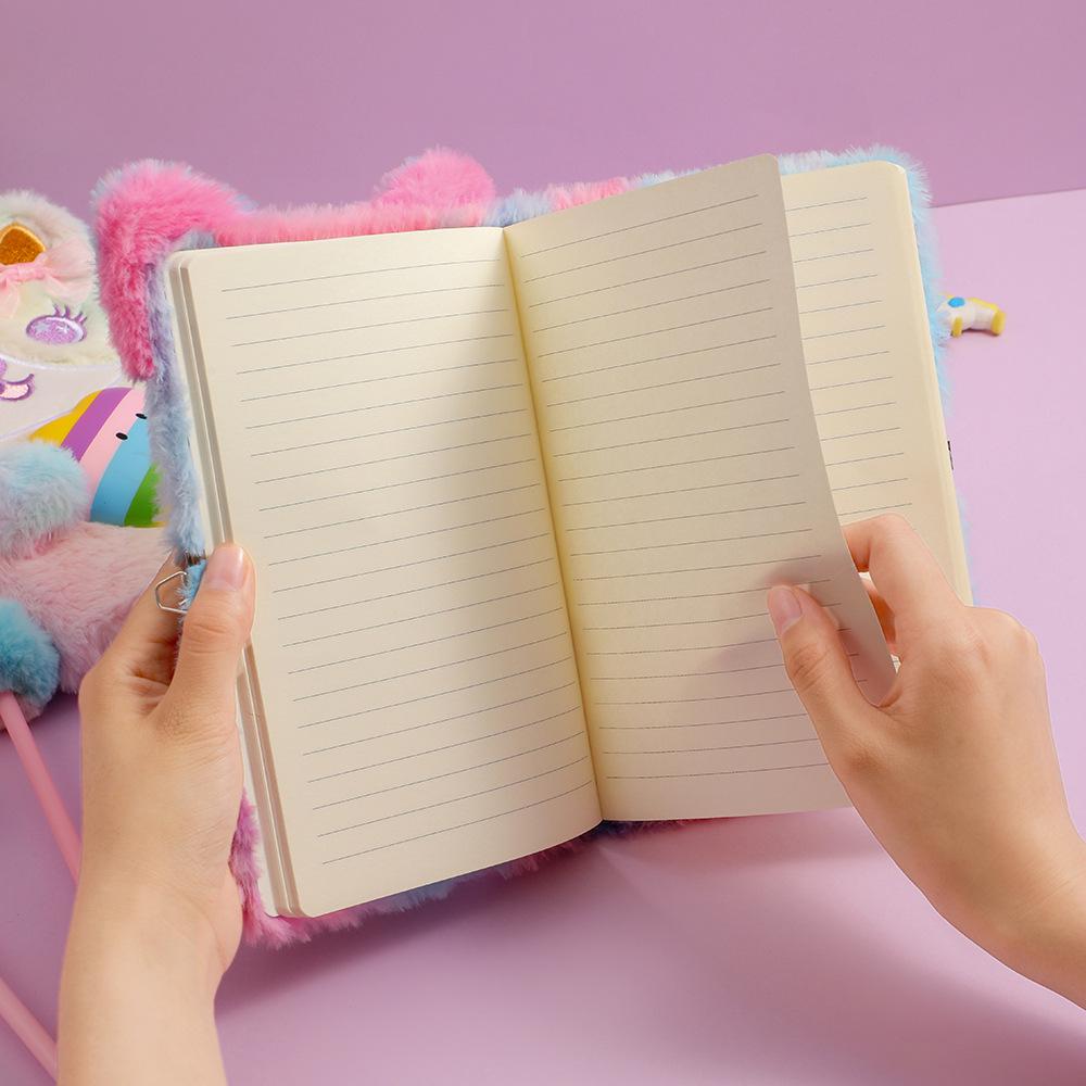 A5 Cartoon Plush Children's Diary with Lock - Cute Girls' Journal for Stress Relief and Gifting