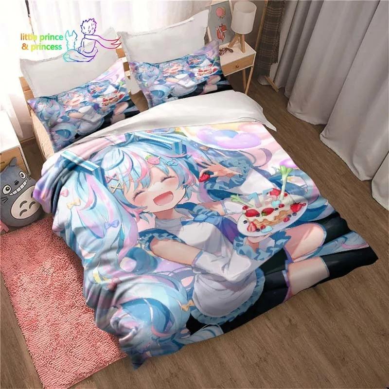 Set de lenjerie de pat Anime Kawaii Japonez Miku Single Twin Full Queen King Size Set de pat Aldult Copil Dormitor Imprimeu 3D