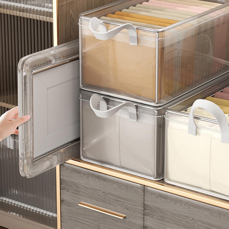 1 ks úložný box na oblečení do domácnosti, pratelný organizér na oblečení a kalhoty, šatní skříň, vrstvený organizér, úložný rám, košík