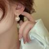 Popular Pink Pearl Diamond Ear Buckle French Retro Temperament Earrings Light Luxury Premium Versatile Earrings Women