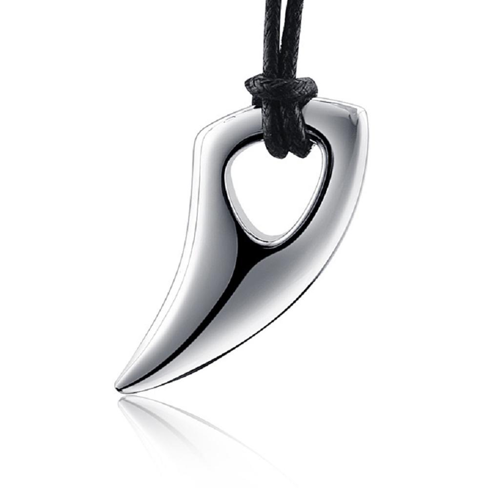 Punk Hip Hop Wolf Tooth Leather Rope Pendant Necklaces For Men Women Stainless Steel Fashion Animal Amulet Jewelry