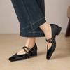 Krazing Pot Genuine Leather Square Toe Low Heels Summer Shoes Big Size 42 Buckle Straps Women Shallow Pumps