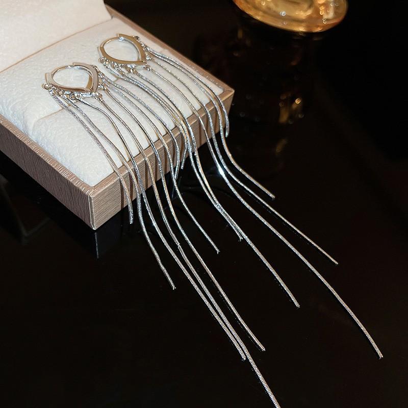 Silver Needle Super Flash Diamond Leaf Fringed Stud Earrings Temperament Earrings Women's Niche Design Earrings Light Luxury High Sense