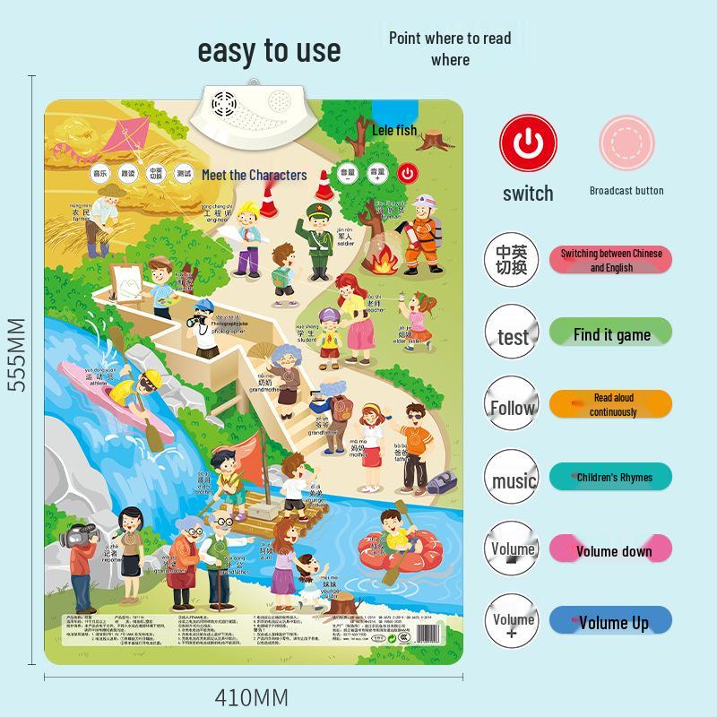 Lelefish Jucărie Educativă Vorbitoare și de Citit pentru Copii Mici: Diagramă sonoră a scenei, Pinyin, Puzzle cu numere