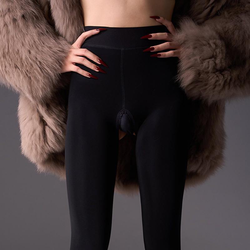 Women's Large Nude-Feel Velvet Bottoming Romper - Open Crotch, Skin Tone, Single Layer, Perfect for Autumn/Winter