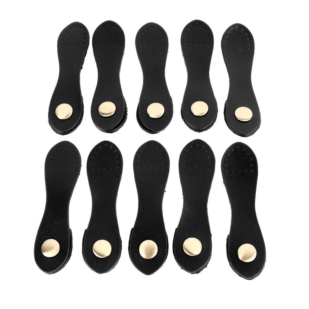 10 Sets Sew On Leather Snap Buckle DIY Handcraft Soft Genuine Leather Purse Tab Closures for Craft