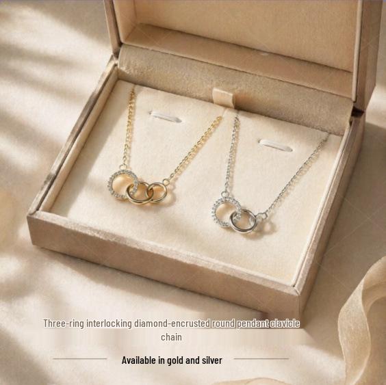 Elegant Three-Ring Necklace for Women - Versatile High-End Clavicle Choker, Perfect Gift for Best Friend or Girlfriend