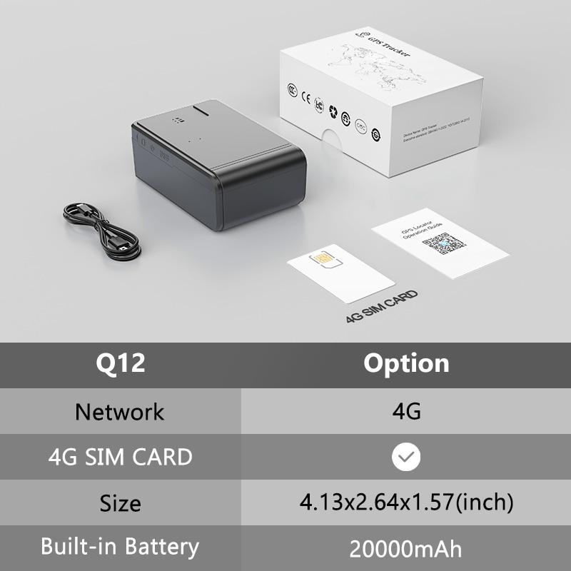 20000/10000mAh GPS Tracker Auto 4G Vehicle GPS Locator Real-time GPS Tracking Device Geo-Fence Vibration Alarm GPS Location APP