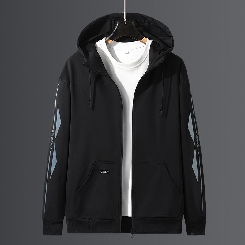 Large Size Sweater Men'S Hooded Men'S Korean Version Slim-Fitting Youth Short-Sleeved Casual Personalized Top Jacket