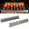 BBQ Skewer Rack Stainless Steel Barbecue Grill Stand Holder for 2 Skewers Non-Touch Elevated Design Heat Resistant Durable