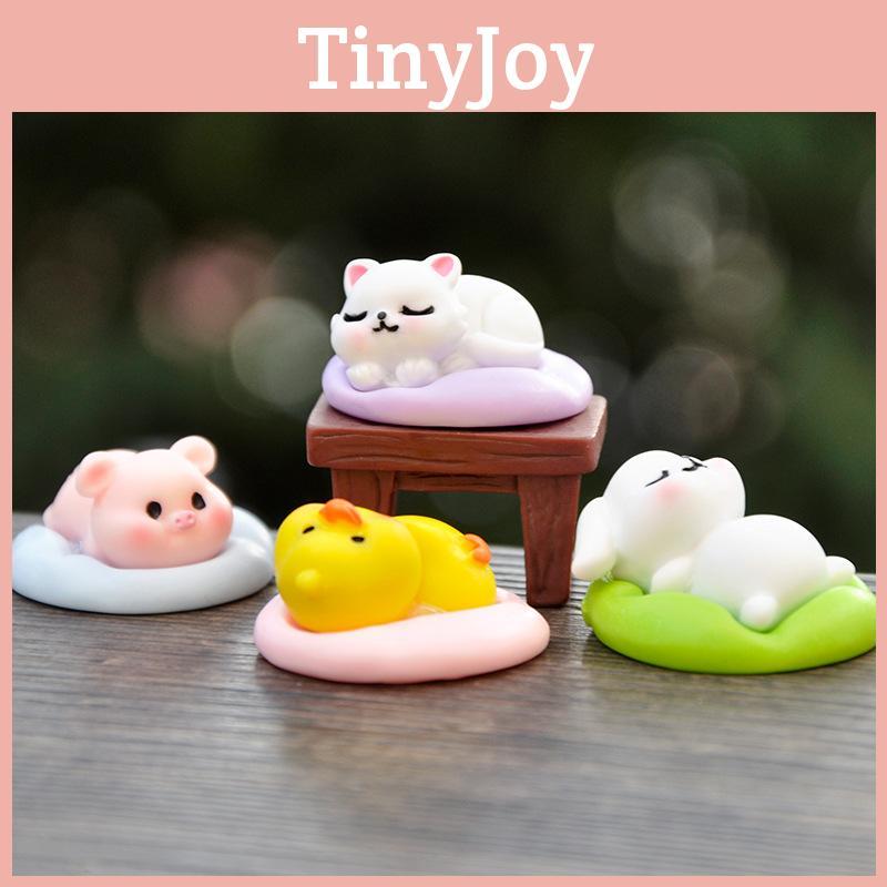 Animal Dog Cat Sleeping Series Toys Figurines Desktop Car Statues Decorations