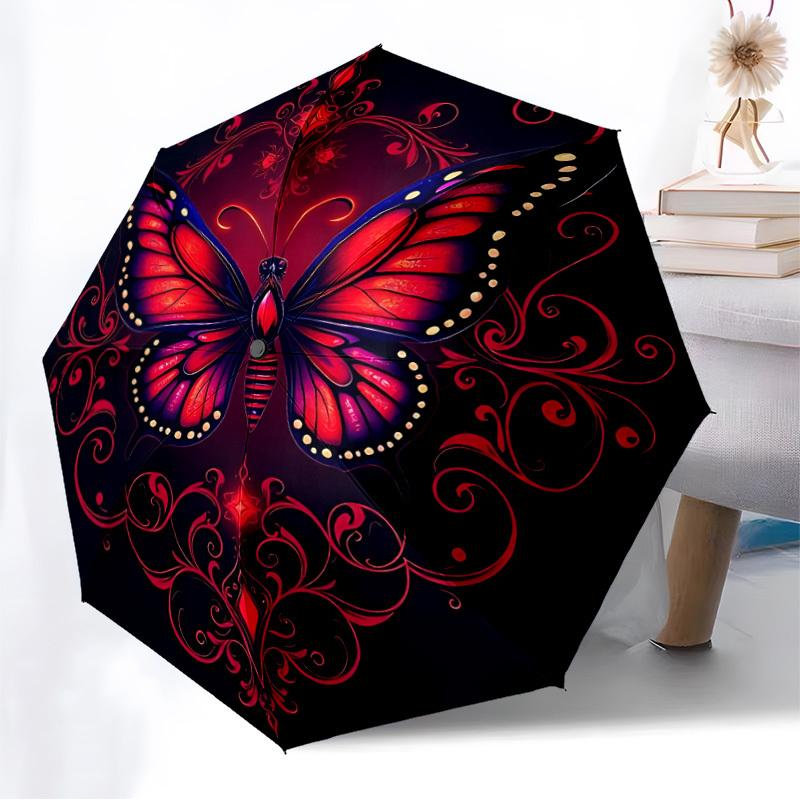 1pc Butterfly Ornament Automatic Folding Umbrella, Heavy-Duty 8-Rib Construction, Perfect for Everyday yy251114118