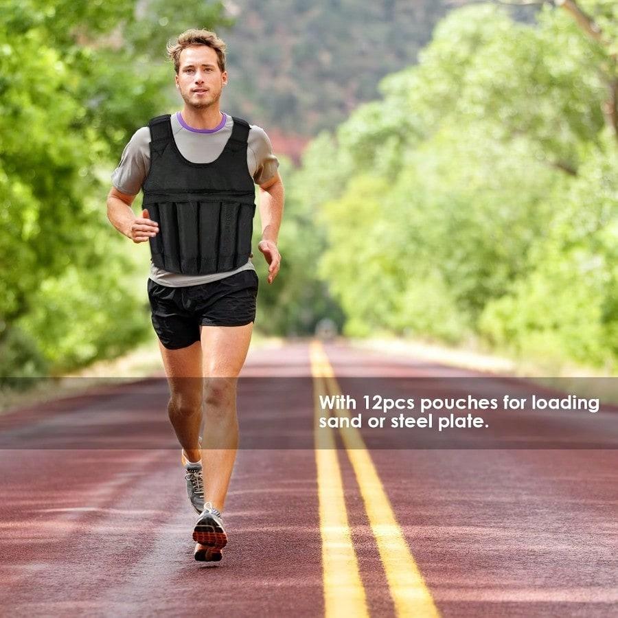 Fitness Adjustable Weight Vest Black Oxford Fabric with 12 Pockets for Men and Women, Perfect for Running, Strength Training and Exercise