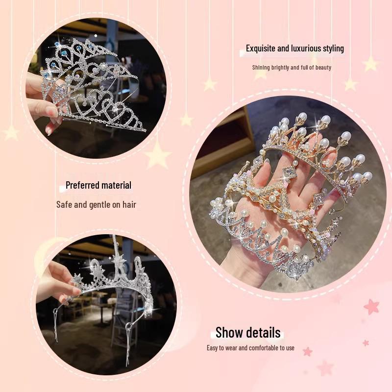 Children's Crystal Crown Headband: Elegant Princess Performance Hairpiece for Girls