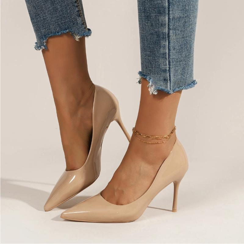 

Fashion 2025 New Women Shoes High Heels Sexy Pointed Toe Pumps Wedding Dress Shoes Rubber Bottom High Heels 35 абрикосовый