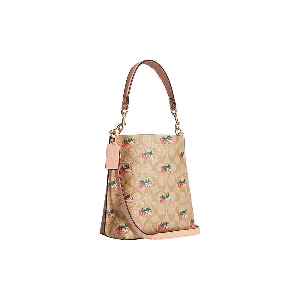Coach Mollie Coated Canvas Smooth Leather Bucket Bag , Shoulder Bag , Crossbody Bag , Handbag 21 Women's Brown (Unisex) Shoulder Bags