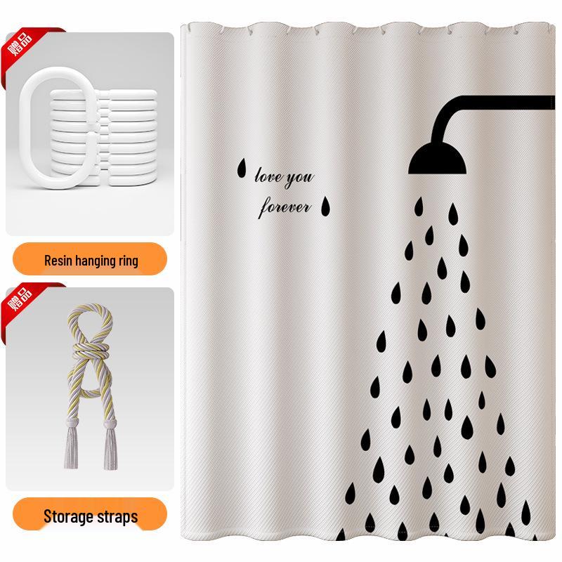 Waterproof Mildew-Proof Summer Shower Curtain with Privacy, Machine Washable