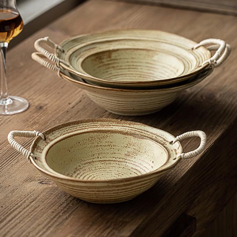 Vintage Distressed Ceramic Noodle Bowl