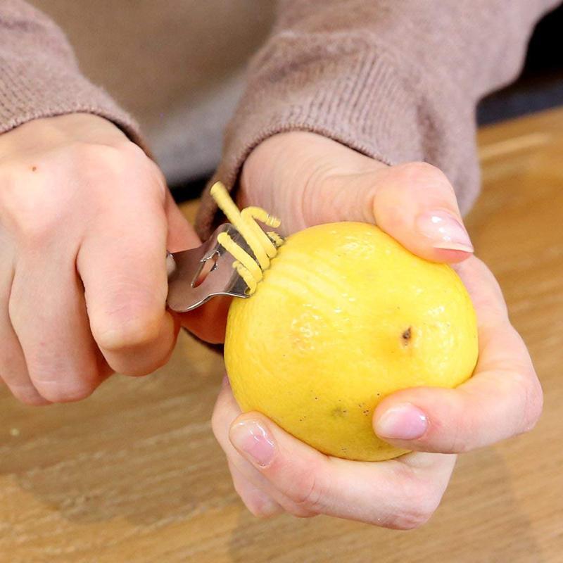 Edelstahl Zitronenschale Reibe mit Channel Knife und Aufhängeschlaufe Zitrone Orange Zitrusfrucht Zester Reibe Griffe KC0127