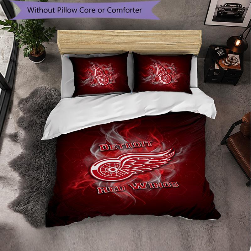 Detroit Red Wings Muster Mikrofaser 3-teiliges Bettwäsche-Set Dekor Bettbezug-Set Für Schlafzimmer Heimgebrauch